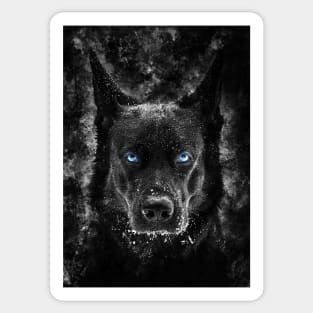 Black Wolf with blue eyes vector Sticker